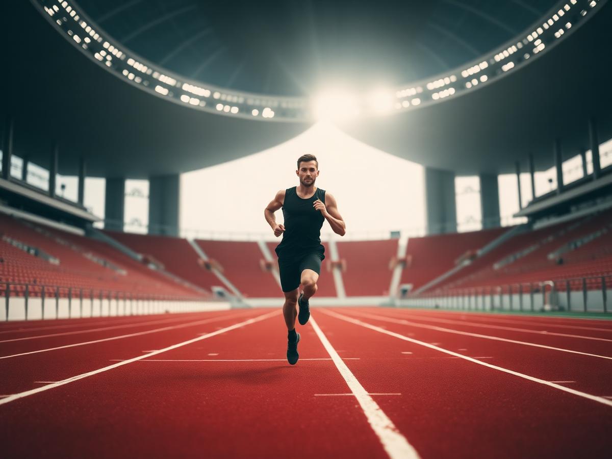 Athlete running on a track